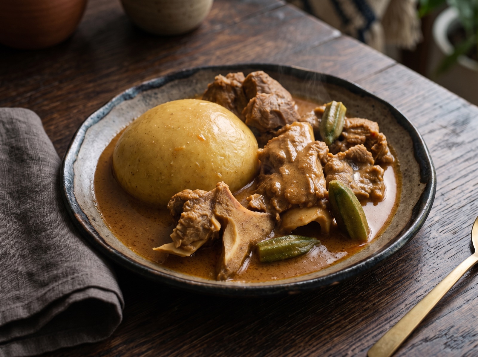 Fufu et chèvre en sauce